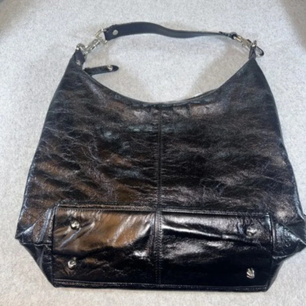 HOBO Leather Slouch Shoulder Bag Black